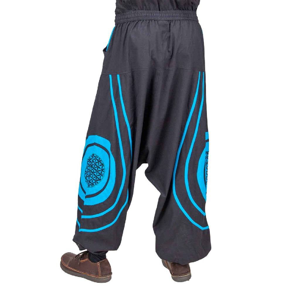 Kunst Und Magie Unisex Psy Baggy Pants Hippie Hose Goa Baumwoll Haremshose Lebensblume Flower of Life Wochenangebot