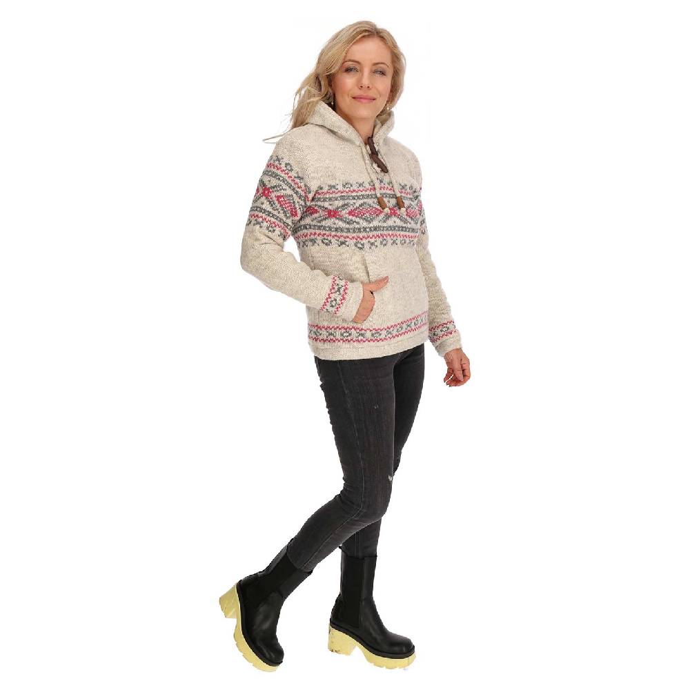 Kunst Und Magie Damen Hoodie Ski-Pullover gefütterte Wolljacke Strickpullover Goa Wolle Jacke Norweger Muster Kostenlose Rückgabe