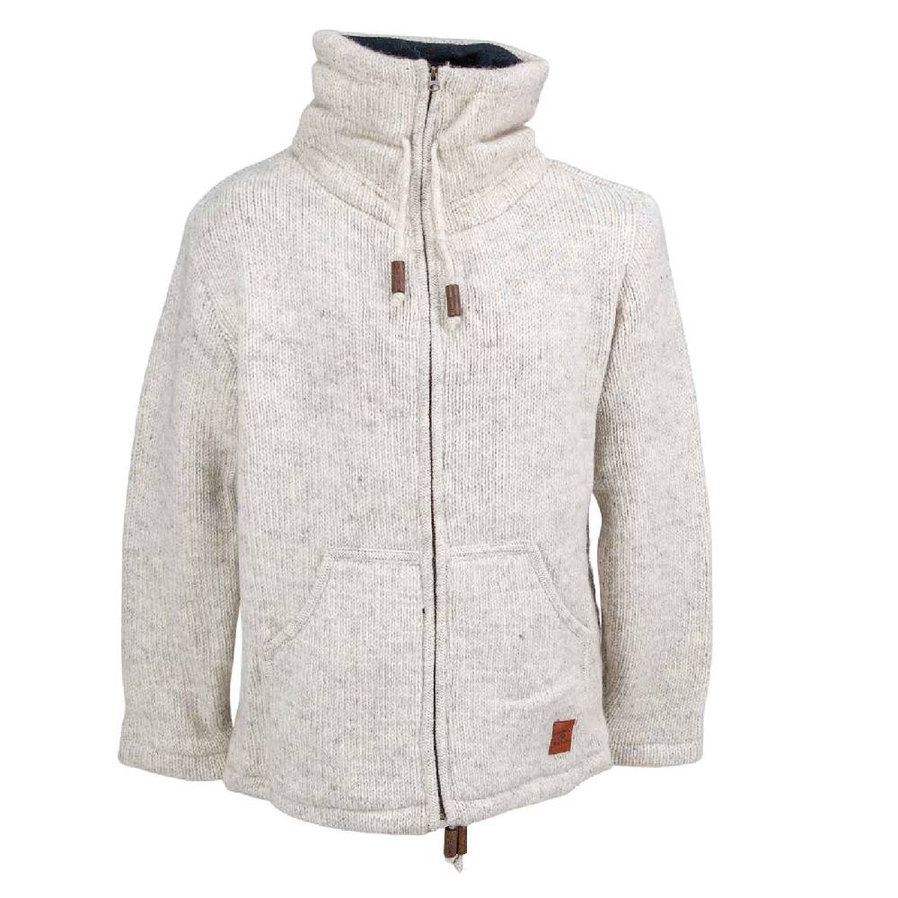 Kunst Und Magie Klassische Strickjacke Wolle Winter Jacke mit Hochkragen Fleecefutter Fair Nachhaltig Begrenzte Freigabe