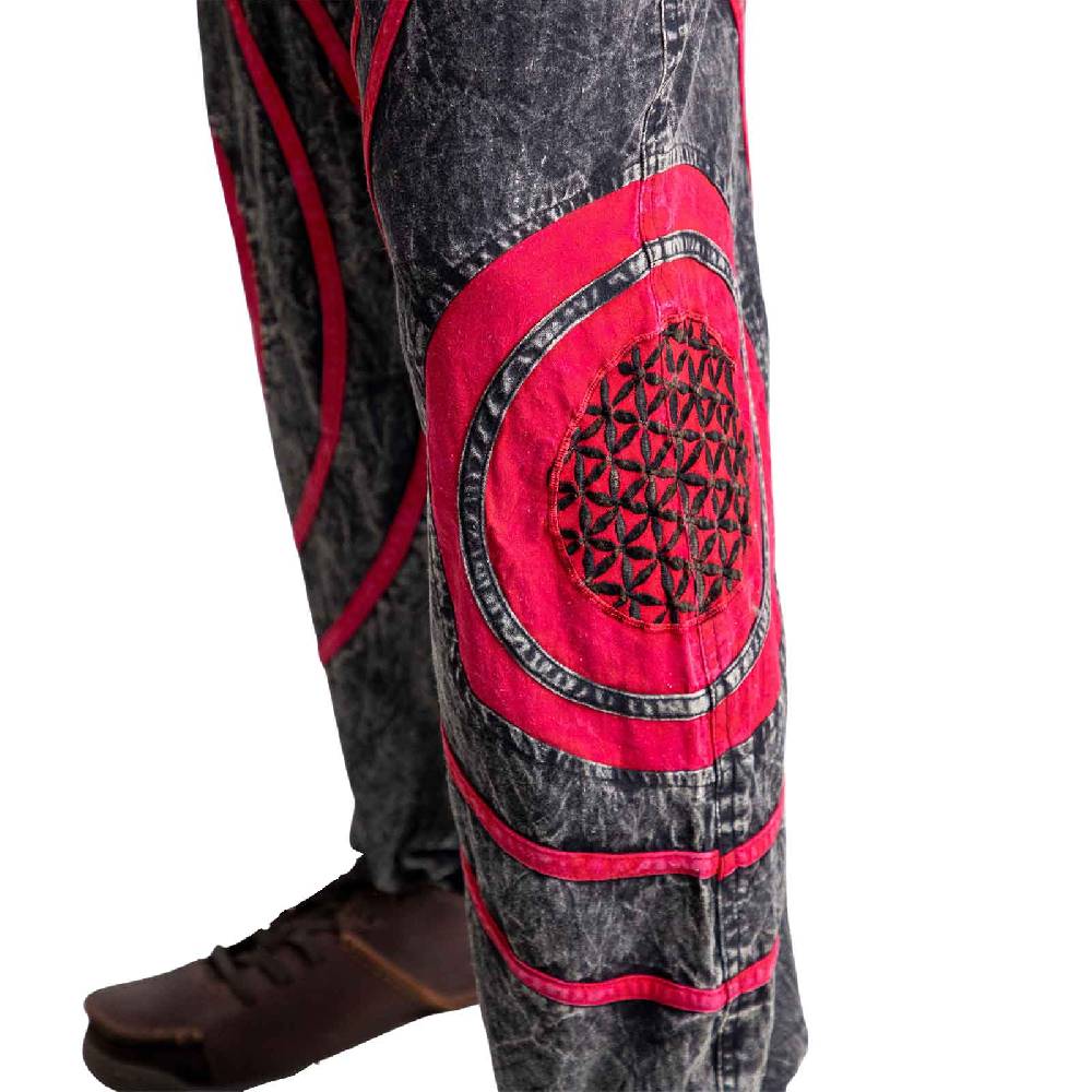 Kunst Und Magie Hose Blume des Lebens Goa Cargo Hose Hippiehose Pluderhose Haremshose Flower of Life Baggy Unisex Letzter Tag