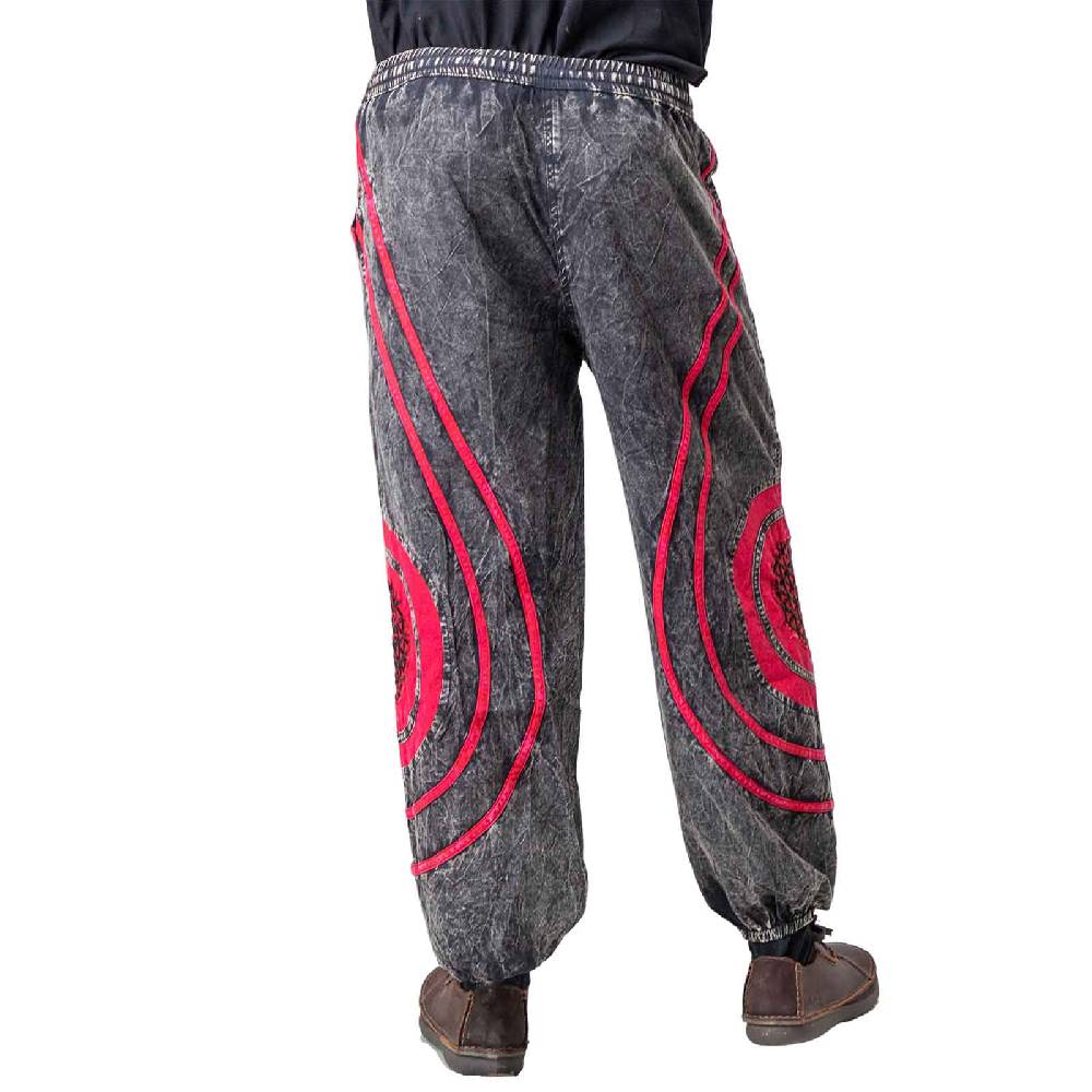 Kunst Und Magie Hose Blume des Lebens Goa Cargo Hose Hippiehose Pluderhose Haremshose Flower of Life Baggy Unisex Letzter Tag