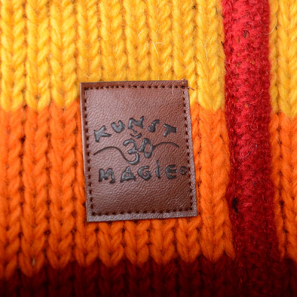 Kunst Und Magie Damen Regenbogen Strickjacke Goa Wolle Jacke mit Fleecefutter und abnehmbarer Kapuze Sonderangebot der Fabrik