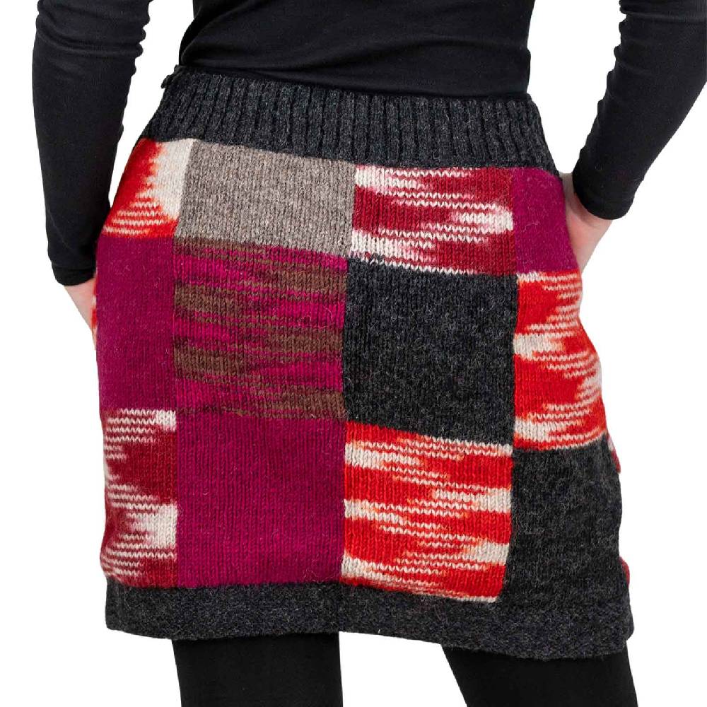 Kunst Und Magie Bunter Patchwork Strickrock kurzer Rock mit klassischem Muster Wolle gefüttert Boho Discount Store für neue Produkte