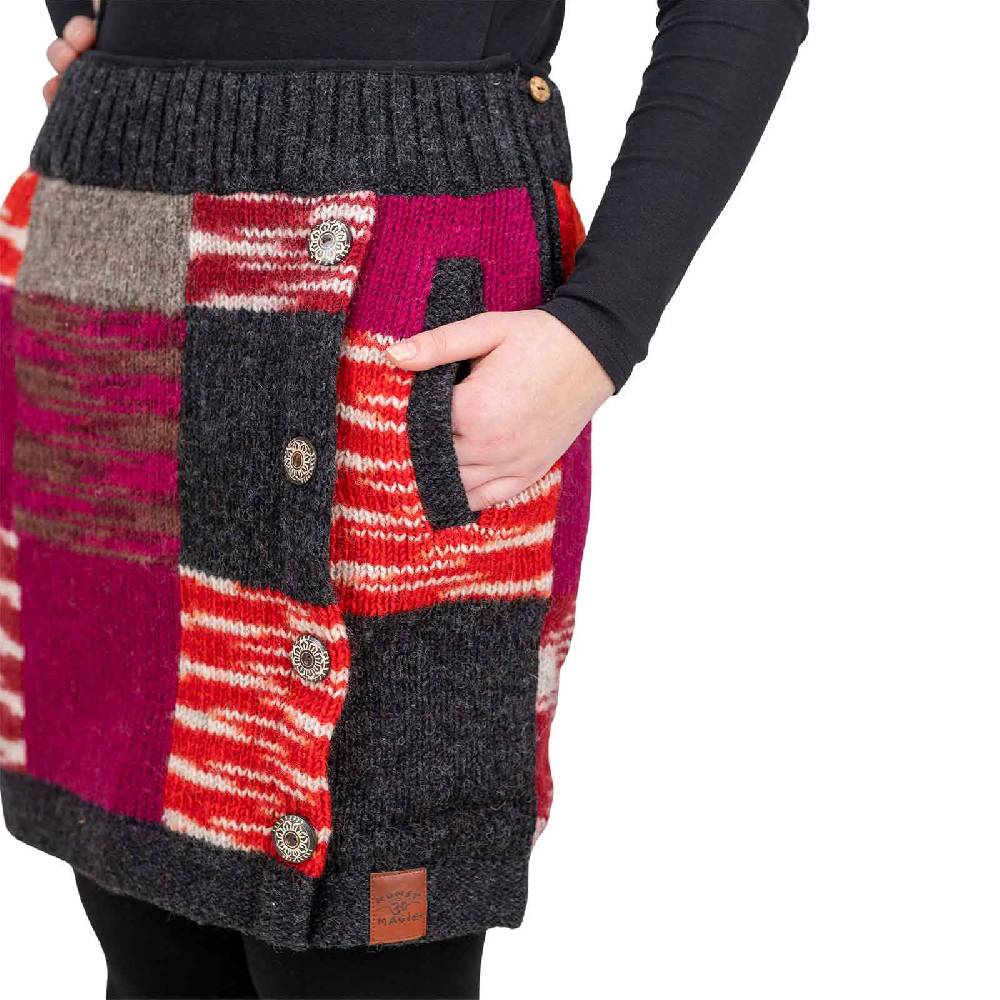 Kunst Und Magie Bunter Patchwork Strickrock kurzer Rock mit klassischem Muster Wolle gefüttert Boho Discount Store für neue Produkte