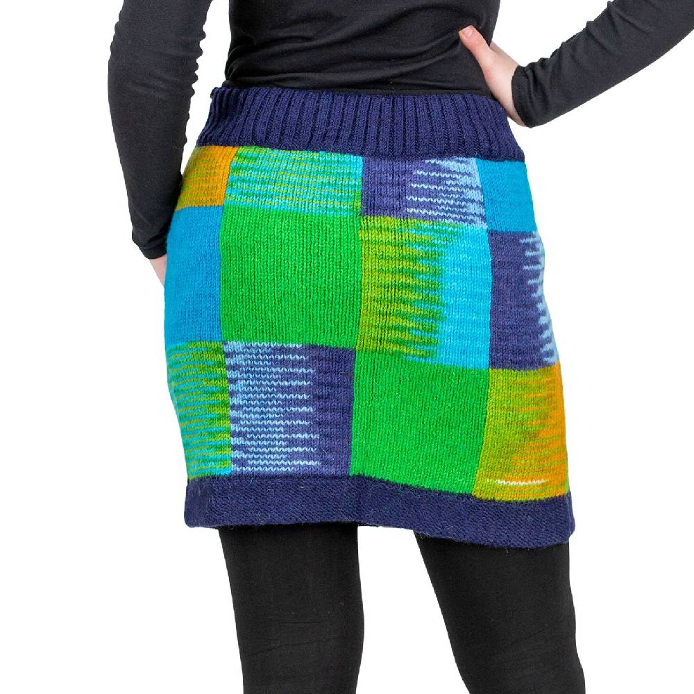 Kunst Und Magie Bunter Patchwork Strickrock kurzer Rock mit klassischem Muster Wolle gefüttert Boho Super Rabatt