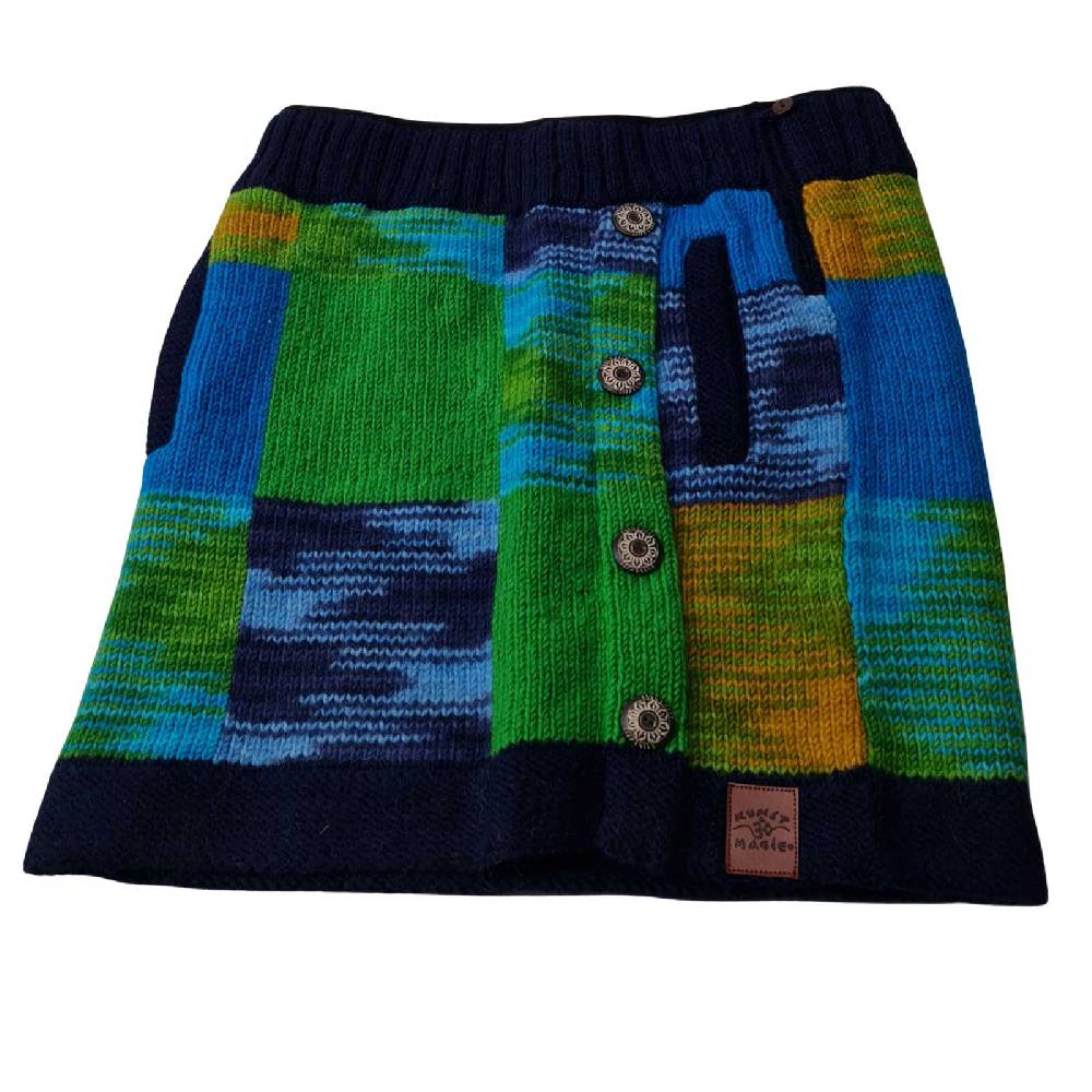Kunst Und Magie Bunter Patchwork Strickrock kurzer Rock mit klassischem Muster Wolle gefüttert Boho Super Rabatt