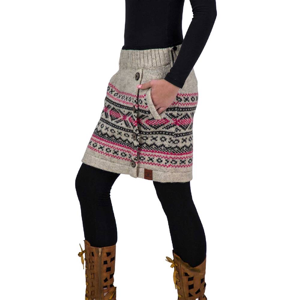 Kunst Und Magie Bunter Strickrock kurzer Rock mit nordischen Mustern Wolle gefüttert Boho 2025