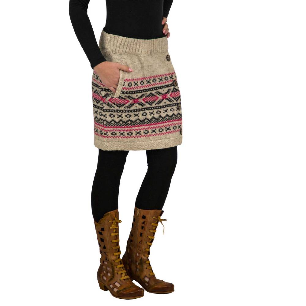 Kunst Und Magie Bunter Strickrock kurzer Rock mit nordischen Mustern Wolle gefüttert Boho 2025