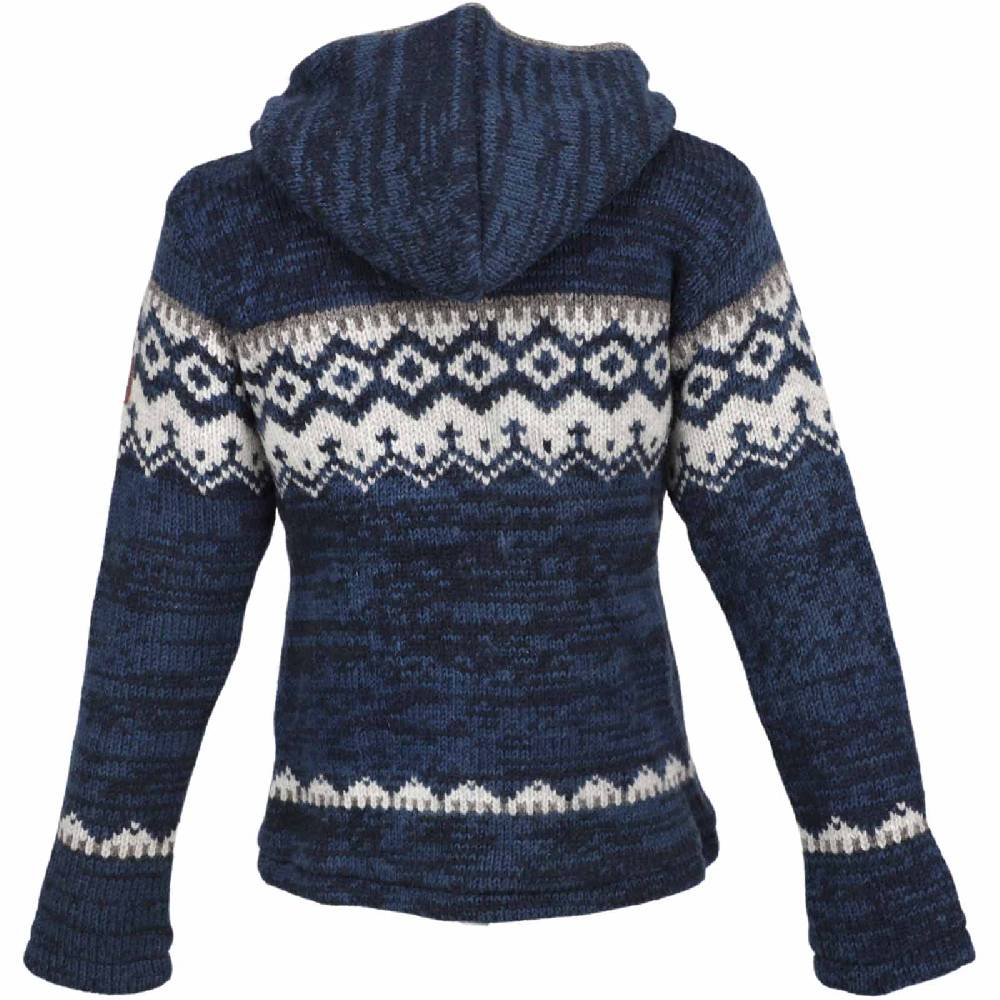 Kunst Und Magie Herren Strickjacke Schurwolle Klassich Nordisches Muster Wolle Jacke mit Kapuze Auslauf