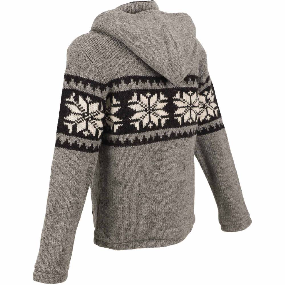 Kunst Und Magie Herren Strickjacke Schurwolle Klassich Nordisches Muster Wolle Jacke mit abnehmbarer Kapuze Verkauf