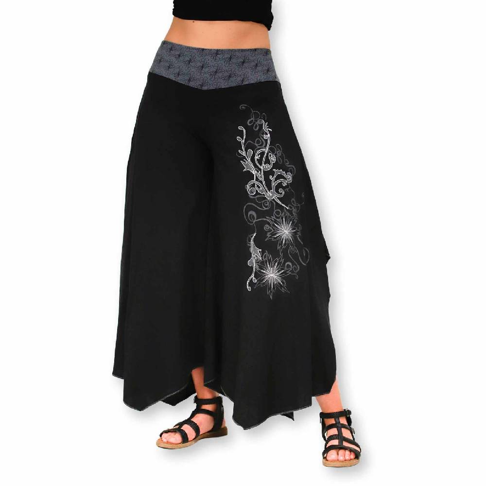 Kunst Und Magie Damen Schlaghose Ibiza Syle Goa Boho Strandhose Wellnesshose Hosenrock mit Stickerei Blitzverkäufe