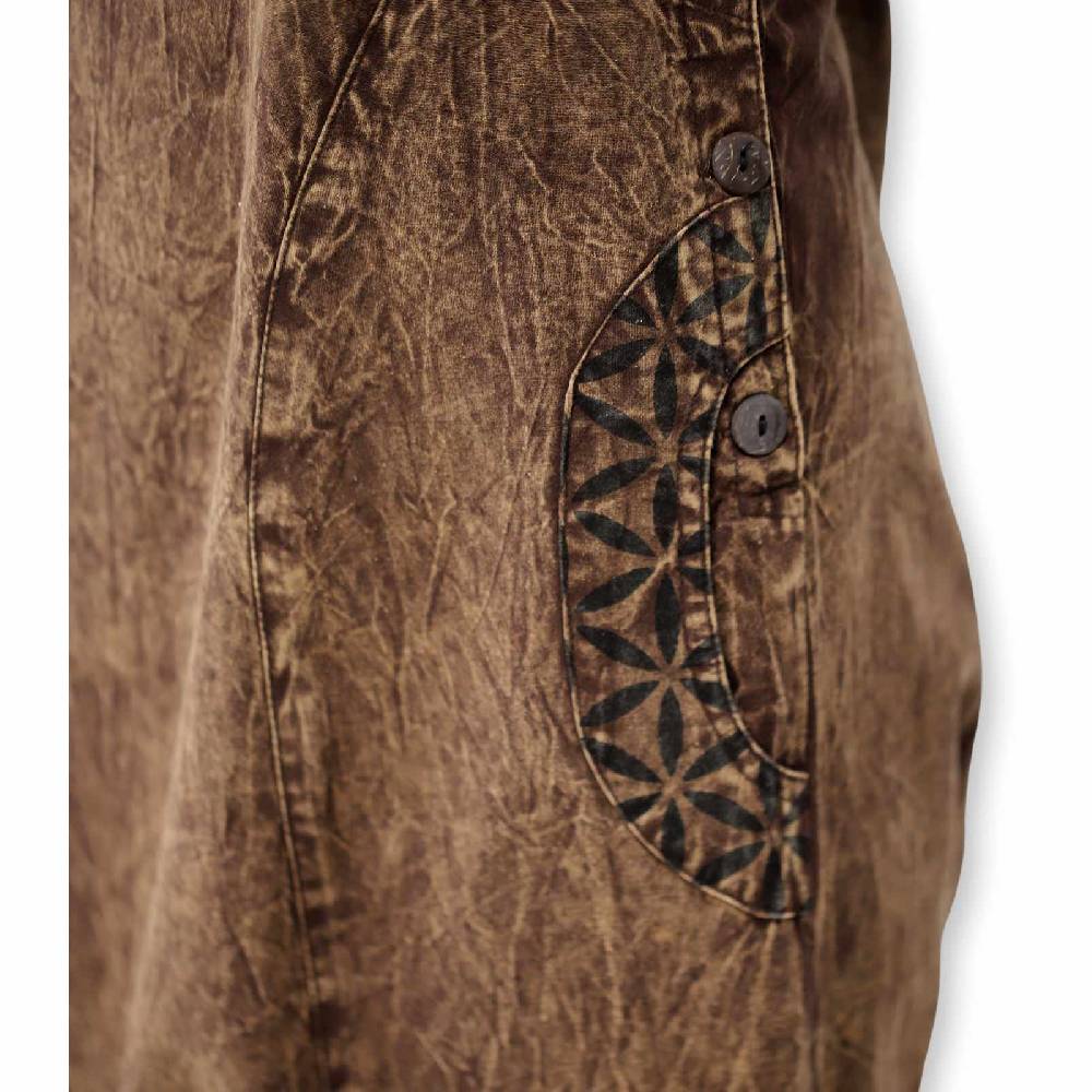 Kunst Und Magie Hippie Latzhose Haremshose Goa Hose Boho 70er Jumpsuit Overall Blume des Lebens Fabrik Onlineshop
