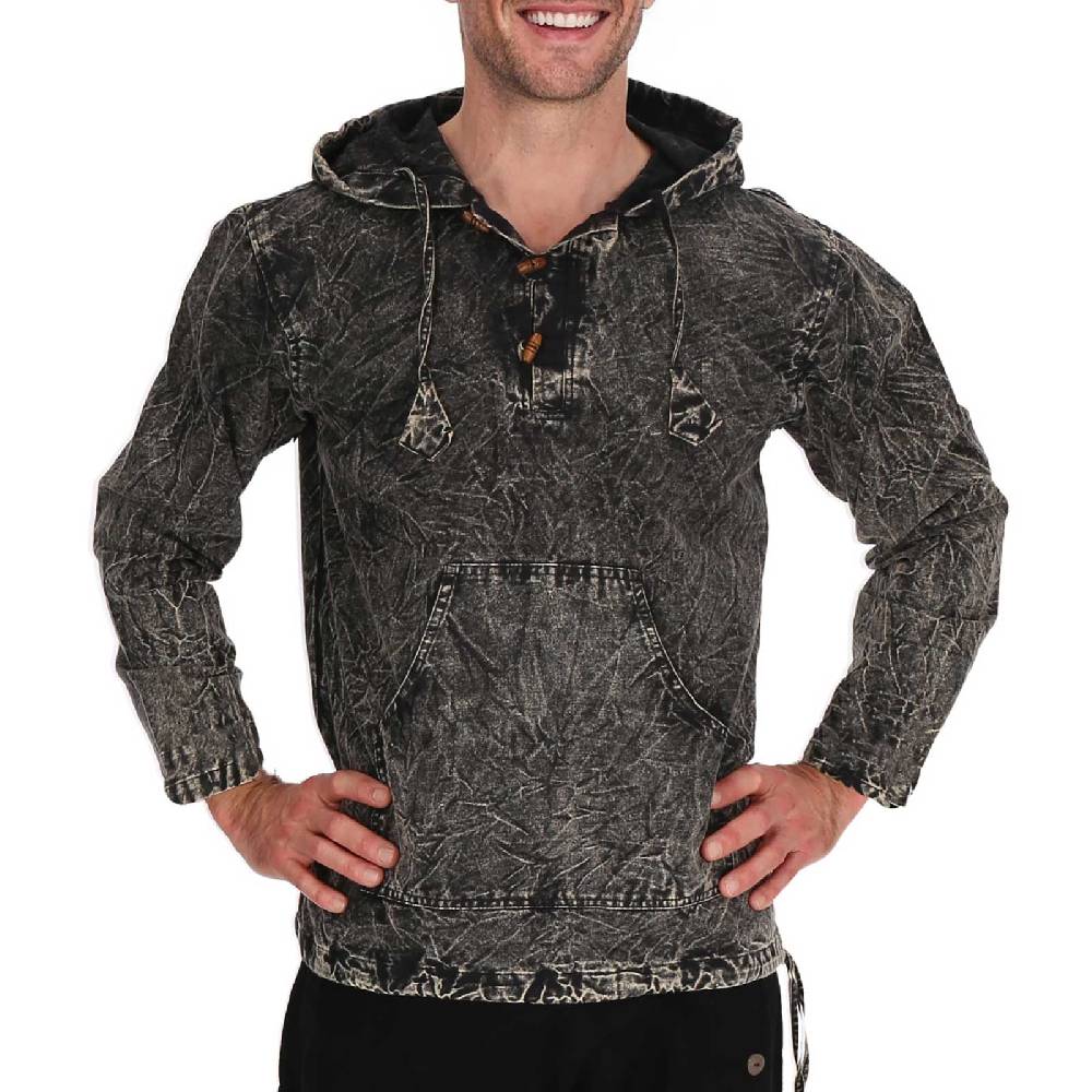 Kunst Und Magie Baja Hoodie Herren alternativ Kapuzenpulli Stonewashed gefüttert Nachhaltig Fair Fabrikpreis