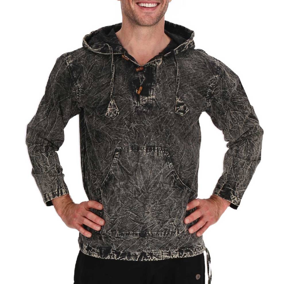 Kunst Und Magie Baja Hoodie Herren alternativ Kapuzenpulli Stonewashed gefüttert Nachhaltig Fair Fabrikpreis