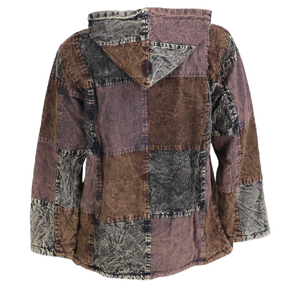 Kunst Und Magie Patchwork Baja Hoodie Herren alternativ Kapuzenpulli mit Fleecefutter Nachhaltig Fair Rabatt