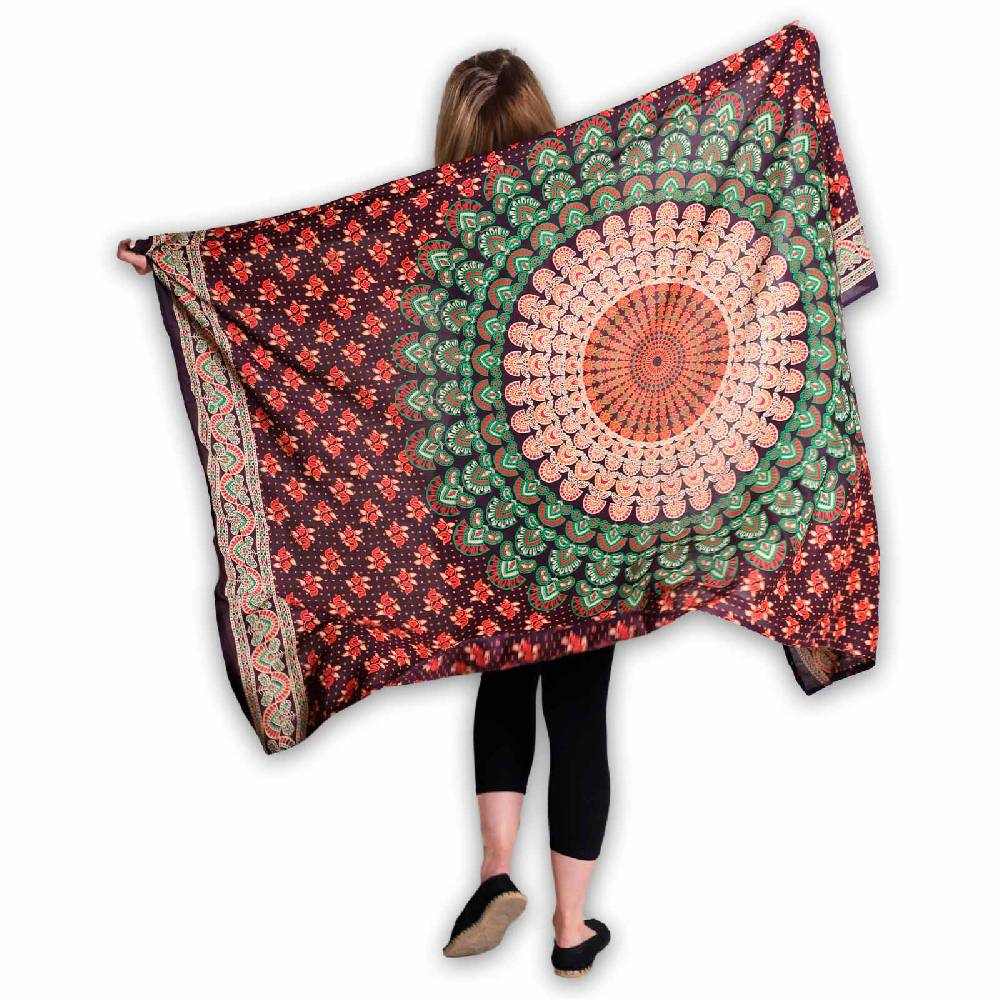 Kunst Und Magie Sarong Yogatuch Pfauen Mandala Strandtuch Multifunktionstuch Dekotuch Tischdecke Wickelkleid Großer Ausverkauf