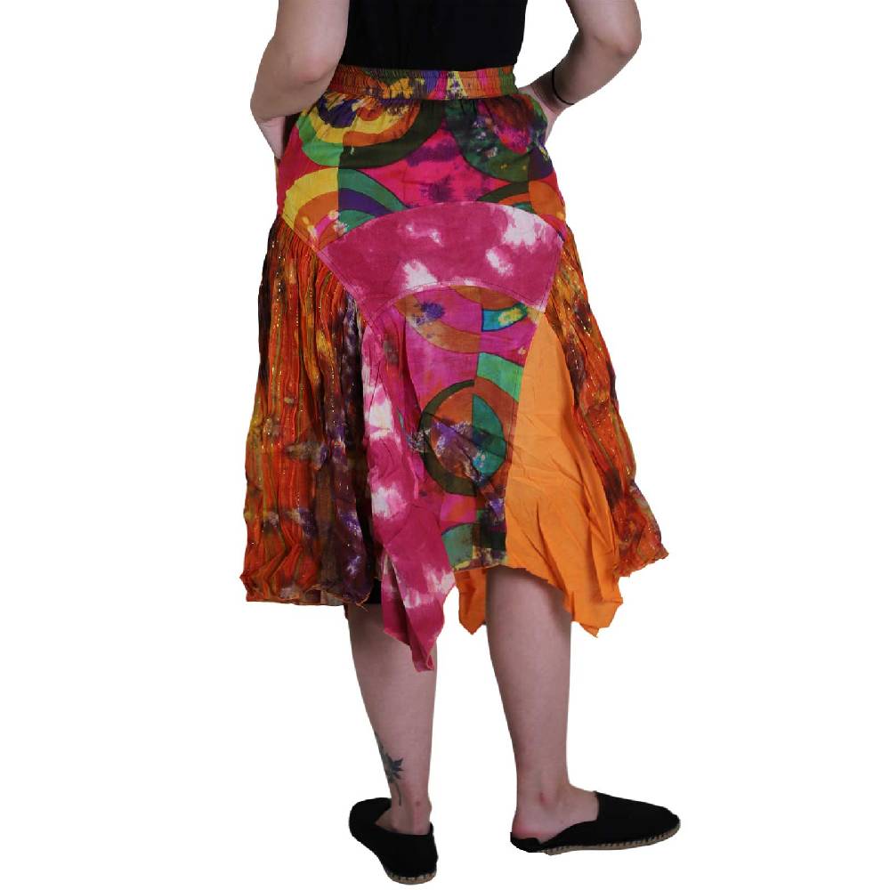 Kunst Und Magie Patchwork Zipfelrock im sommerlichen Flowerstyle Goa Hippie Fair No Waist Flash Sale