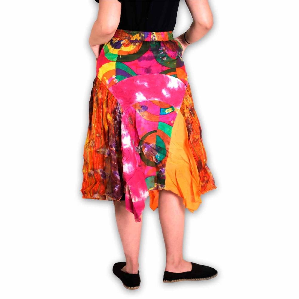 Kunst Und Magie Patchwork Zipfelrock im sommerlichen Flowerstyle Goa Hippie Fair No Waist Flash Sale