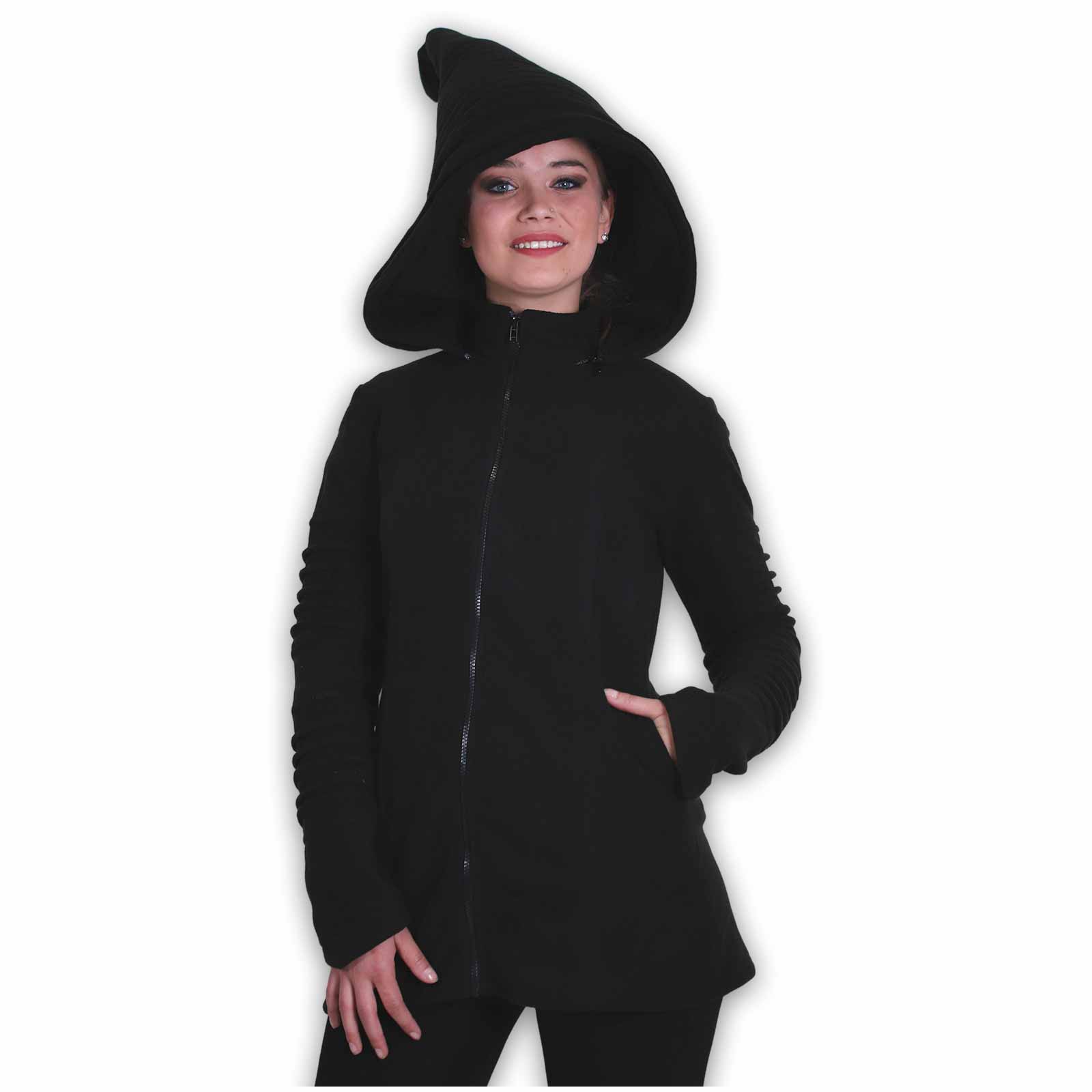 Kunst Und Magie Kunst und Magie Damenmatel aus Fleece mit Zipfelkapuze Goa Jacke Black Friday