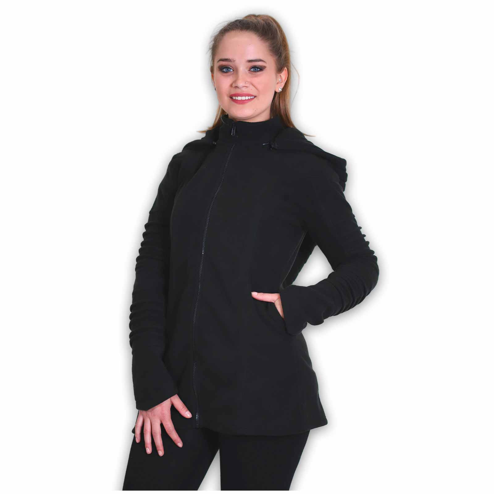 Kunst Und Magie Kunst und Magie Damenmatel aus Fleece mit Zipfelkapuze Goa Jacke Black Friday
