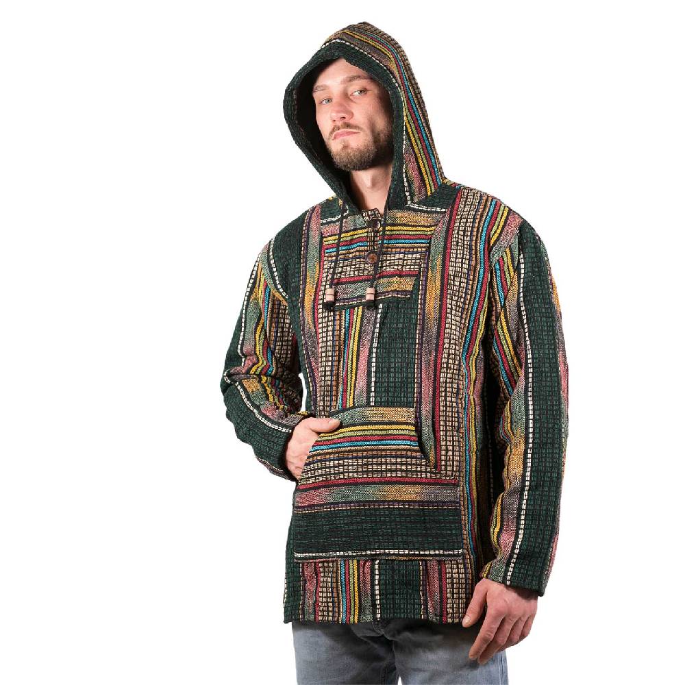 Kunst Und Magie Bunter Kapuzenpulli Kapu Baja Jerga Hoodie mit Kapuze und Kängurutaschen Hippie Goa Cyber Monday