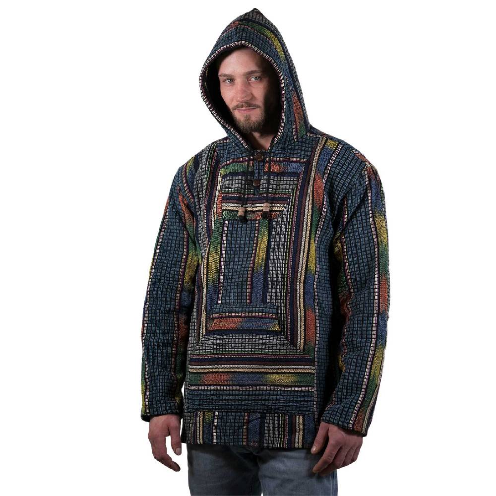 Kunst Und Magie Bunter Kapuzenpulli Kapu Baja Jerga Hoodie mit Kapuze und Kängurutaschen Hippie Goa Cyber Monday