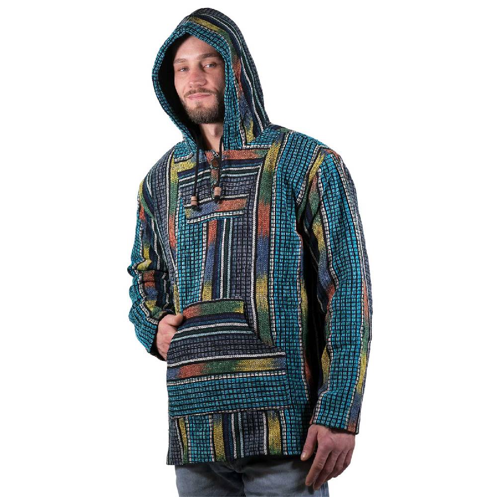 Kunst Und Magie Bunter Kapuzenpulli Kapu Baja Jerga Hoodie mit Kapuze und Kängurutaschen Hippie Goa Cyber Monday