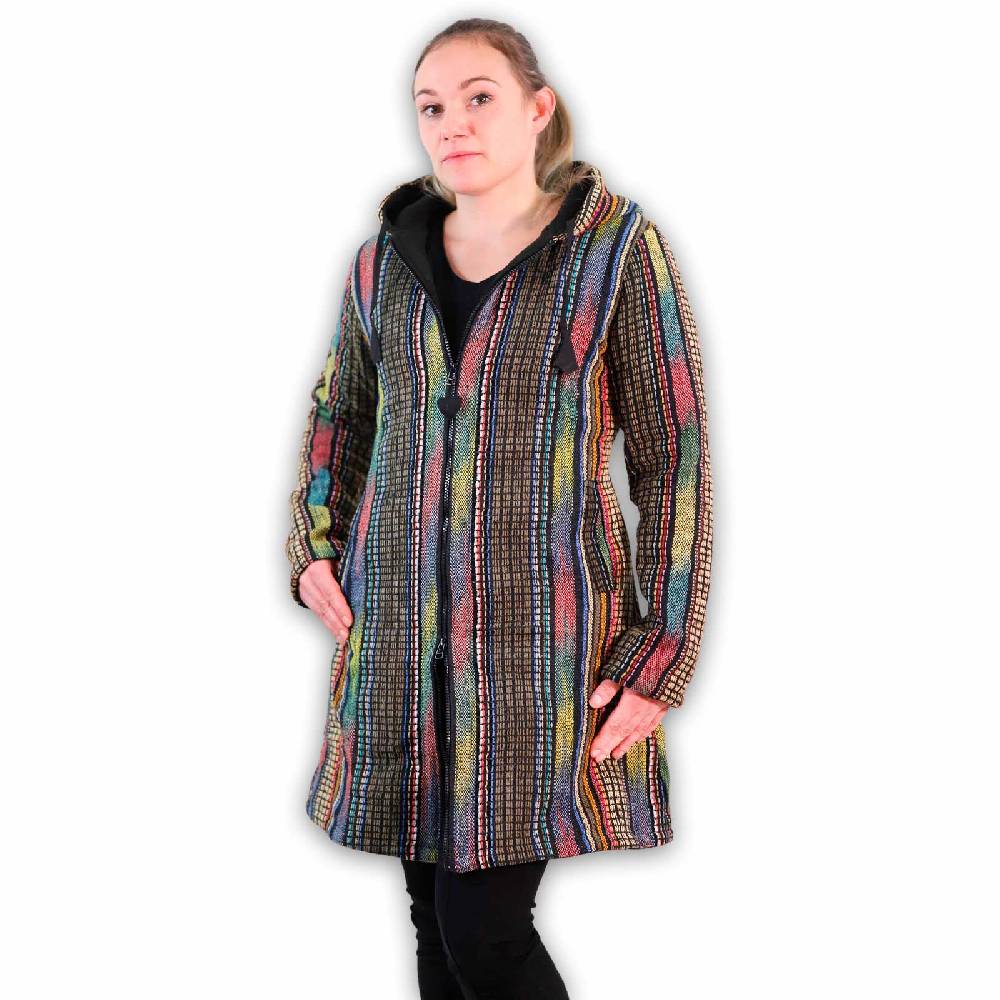 Kunst Und Magie Damen Gheri Jacke mit Kapuze -Hippie Goa Boho Damen Mantel Bunt Valentinstagsangebot