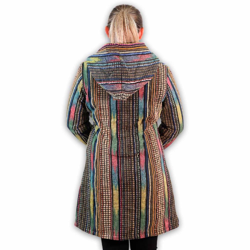 Kunst Und Magie Damen Gheri Jacke mit Kapuze -Hippie Goa Boho Damen Mantel Bunt Valentinstagsangebot