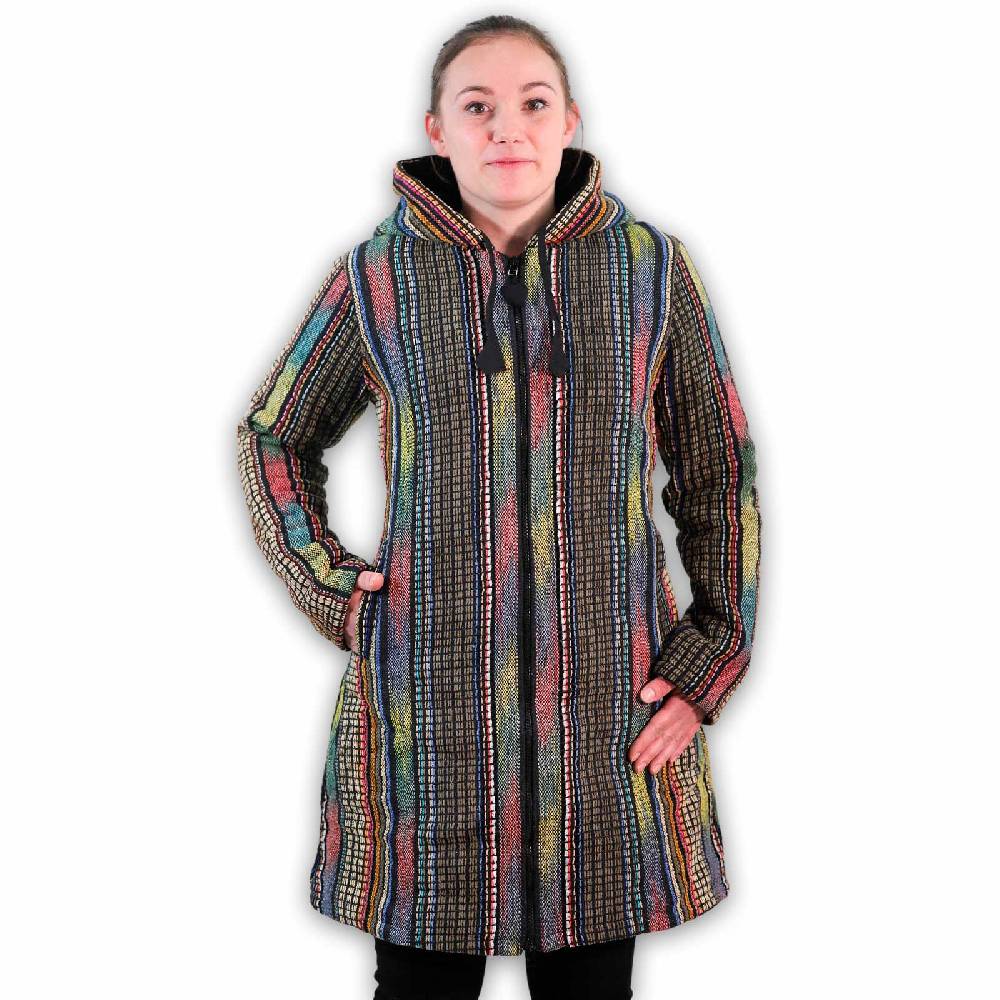 Kunst Und Magie Damen Gheri Jacke mit Kapuze -Hippie Goa Boho Damen Mantel Bunt Valentinstagsangebot