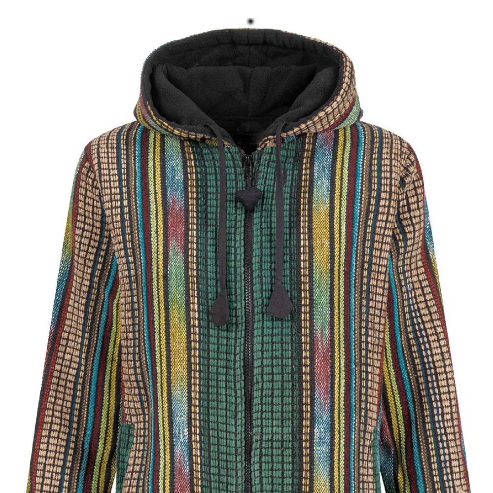 Kunst Und Magie Damen Kurzmantel Gheri Jacke mit Kapuze -Hippie Goa Boho Damen Mantel Lagerräumung