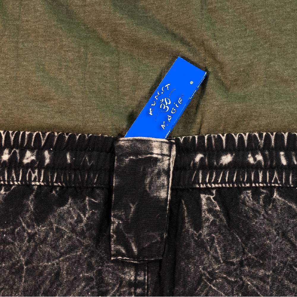 Kunst Und Magie Baggyhose Stonewashed Goa Cargo Hose Hippiehose Pluderhose mit Kordelzug Gürtelschlaufen Haremshose Bestseller