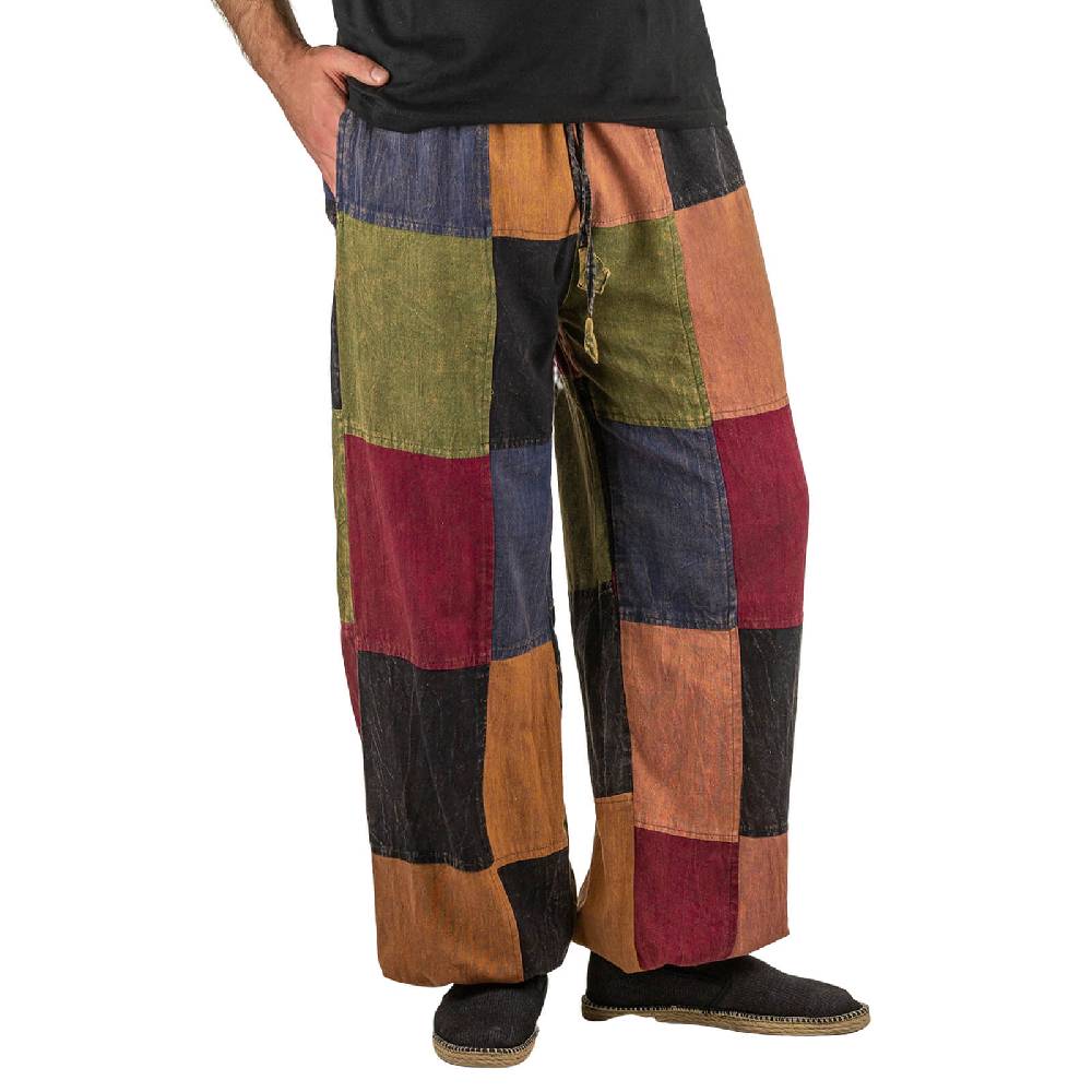 Kunst Und Magie Kunst und Magie Bunte Patchwork Freizeit Cargo Hose Stonewashed - Unisex Hippiehose Räumungsverkauf