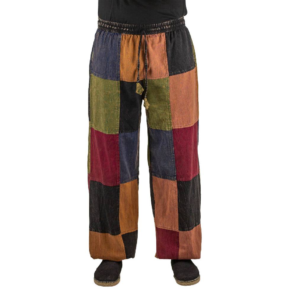 Kunst Und Magie Kunst und Magie Bunte Patchwork Freizeit Cargo Hose Stonewashed - Unisex Hippiehose Räumungsverkauf