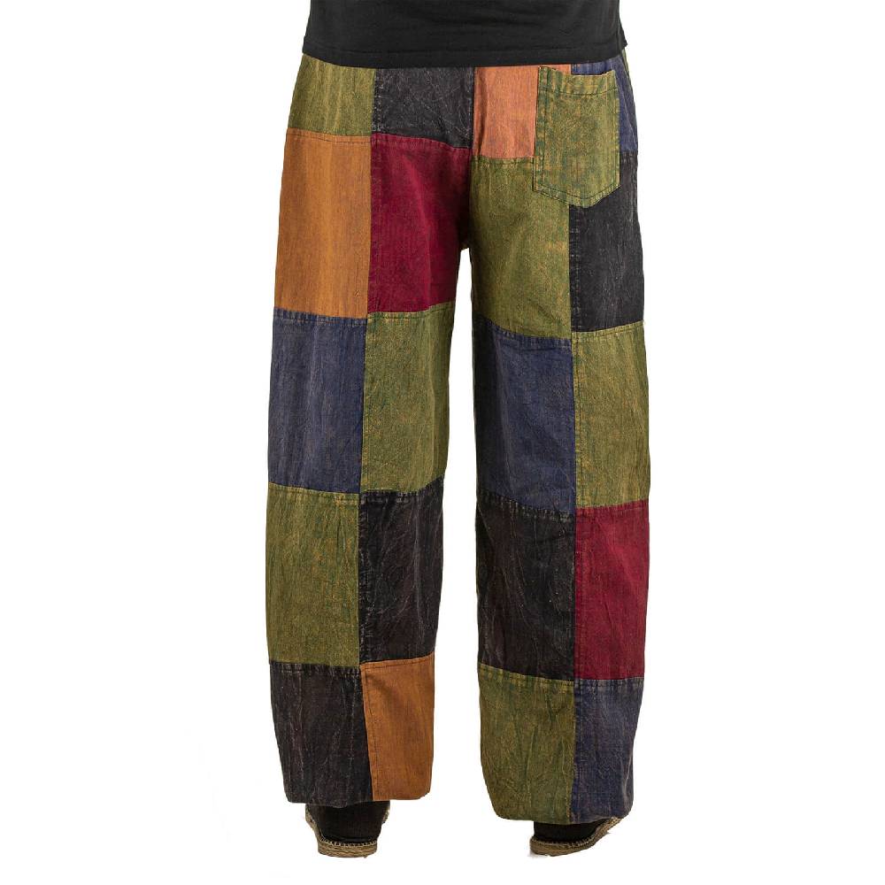 Kunst Und Magie Kunst und Magie Bunte Patchwork Freizeit Cargo Hose Stonewashed - Unisex Hippiehose Räumungsverkauf