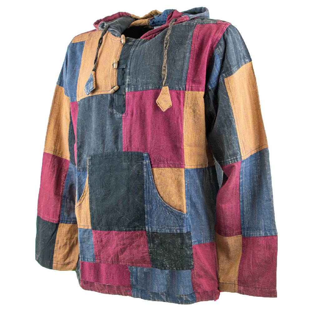 Kunst Und Magie KUNST UND MAGIE Herren bunt alternativ Baja Hoodie Fischerhemd Kapuze Patchwork VIP-Rabatte