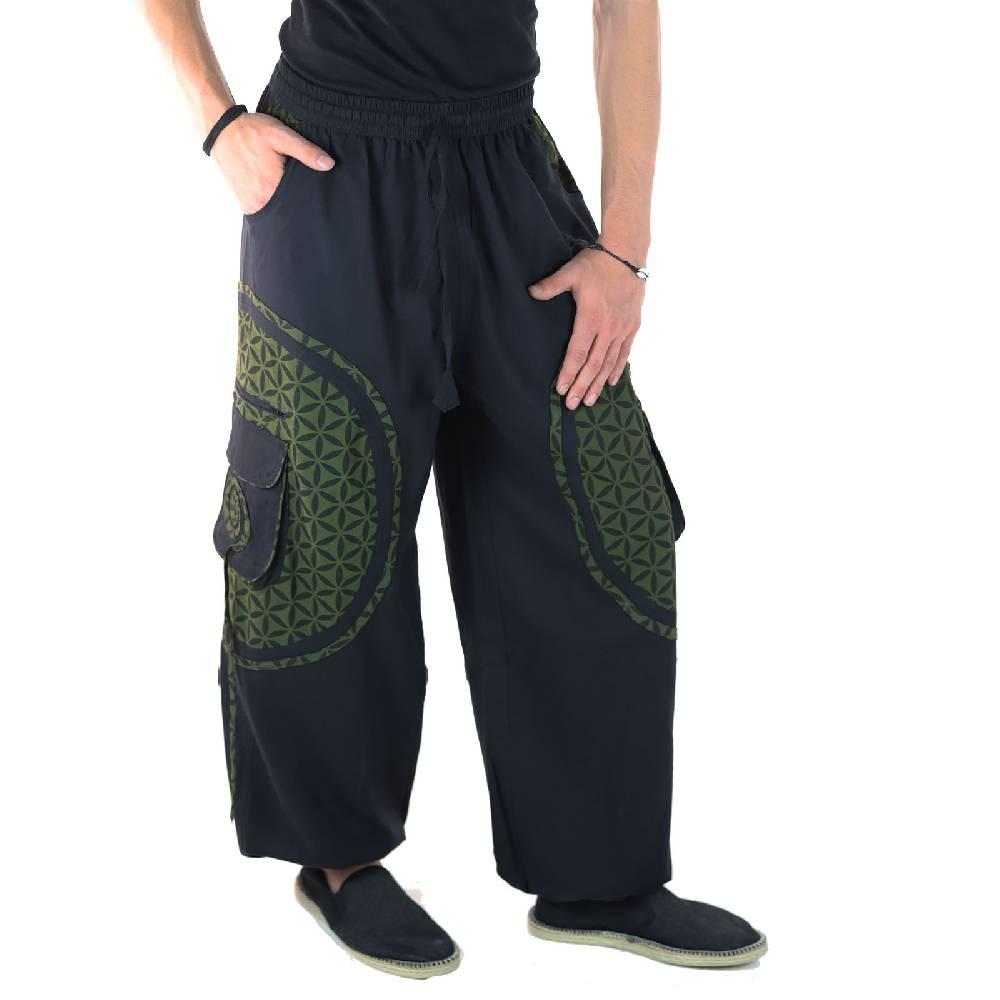 Kunst Und Magie KUNST UND MAGIE Unisex trendige Baggyhose bunte Muster Lebensblume Goa Hippiehose Kostenlose Rückgabe