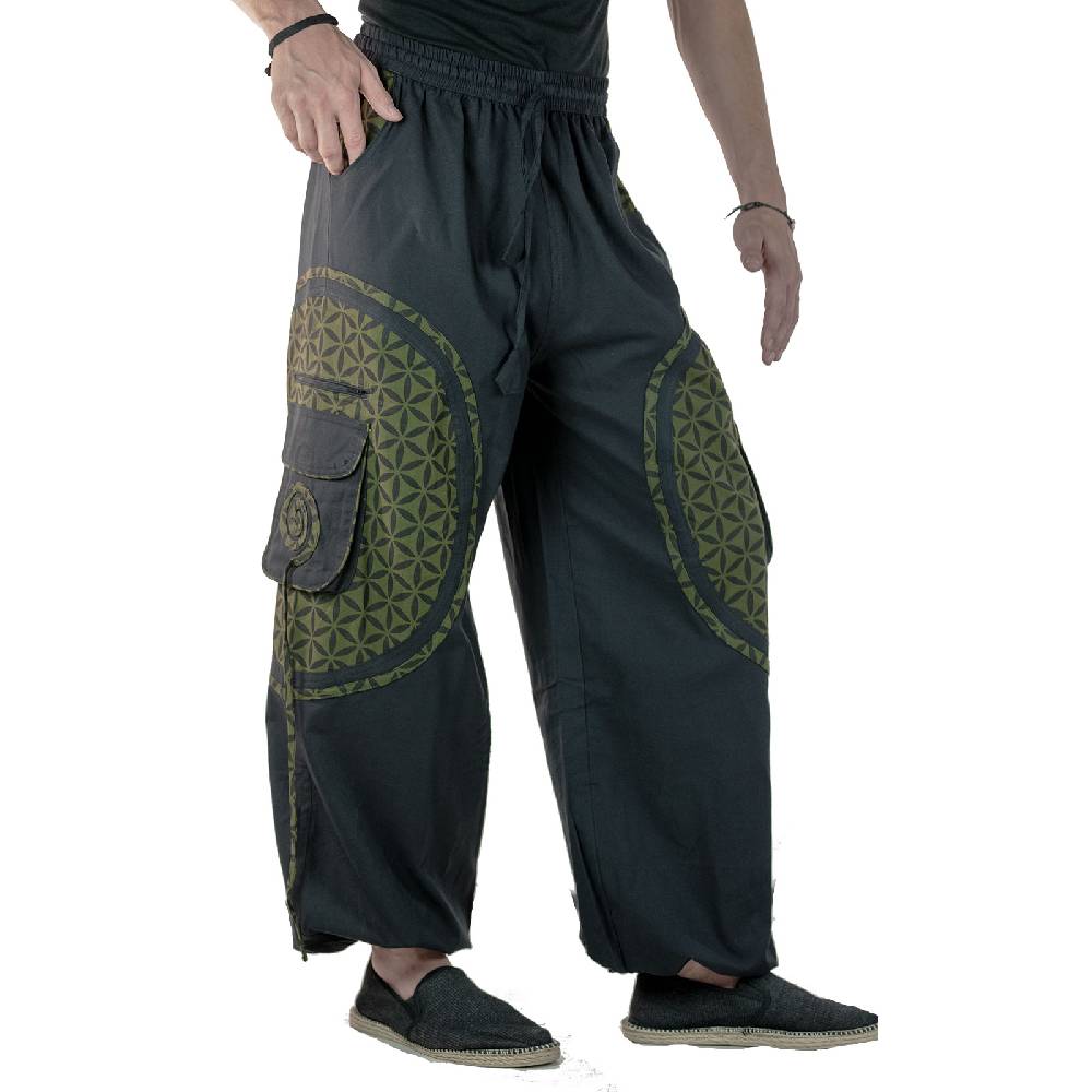 Kunst Und Magie KUNST UND MAGIE Unisex trendige Baggyhose bunte Muster Lebensblume Goa Hippiehose Kostenlose Rückgabe