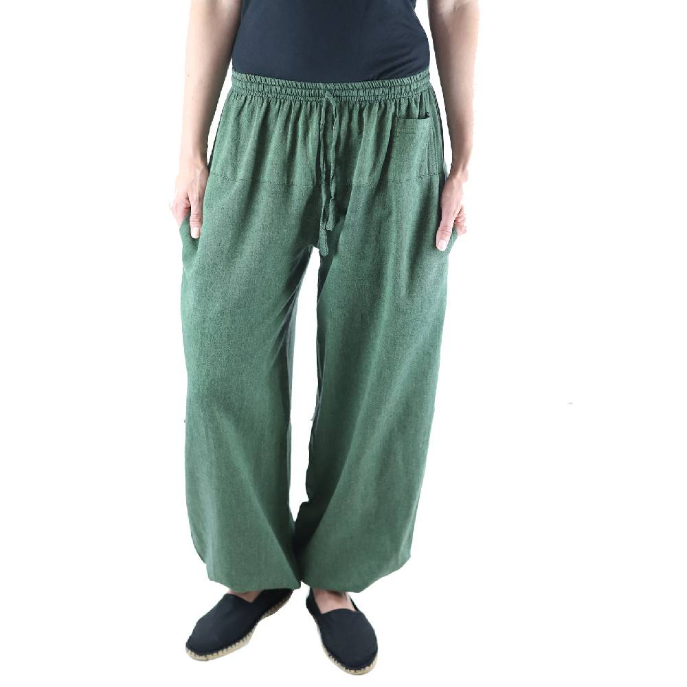 Kunst Und Magie KUNST UND MAGIE Damen Yogahose Pumphose Pluderhose unifarben aus Baumwolle lang Letzte 3 Tage