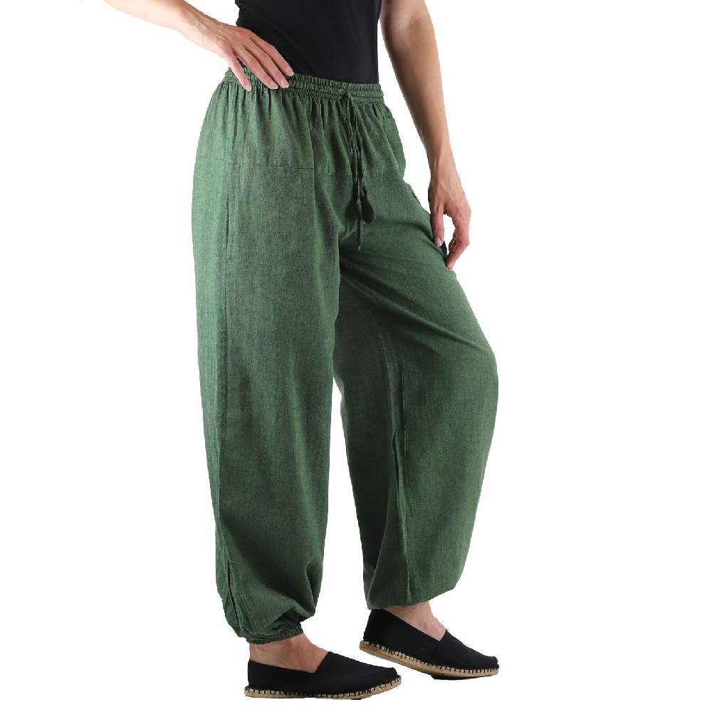 Kunst Und Magie KUNST UND MAGIE Damen Yogahose Pumphose Pluderhose unifarben aus Baumwolle lang Letzte 3 Tage