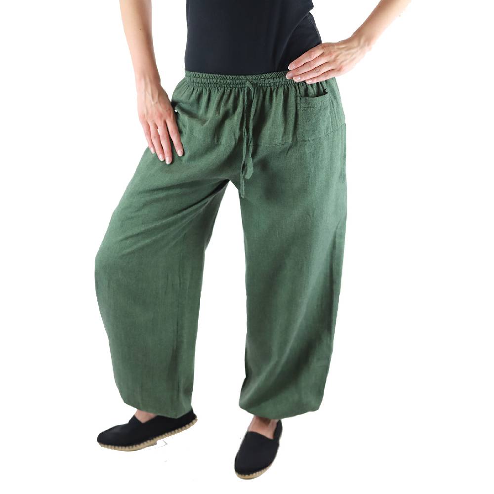 Kunst Und Magie KUNST UND MAGIE Damen Yogahose Pumphose Pluderhose unifarben aus Baumwolle lang Letzte 3 Tage