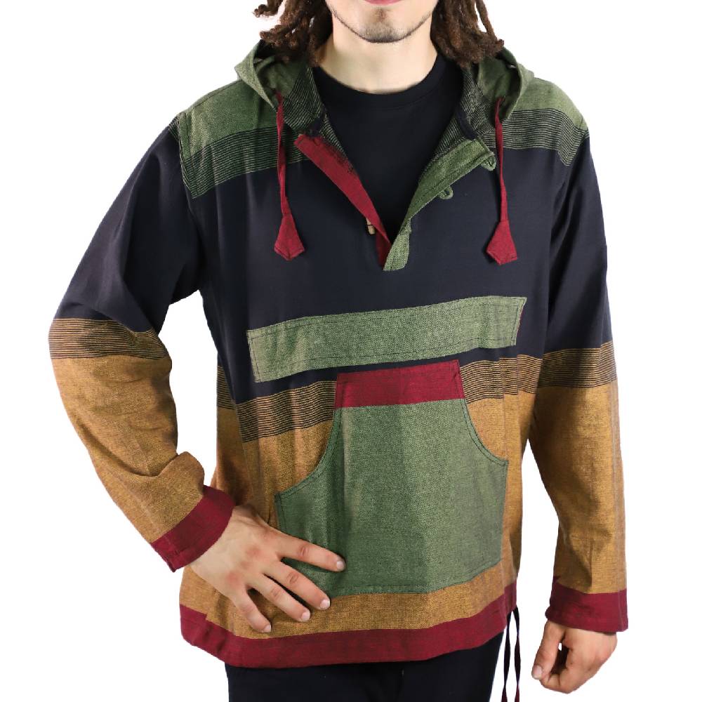 Kunst Und Magie KUNST UND MAGIE Herren bunt alternativ Hoodie Fischerhemd Kapuze Kängurutasche Bis zu 50% Rabatt