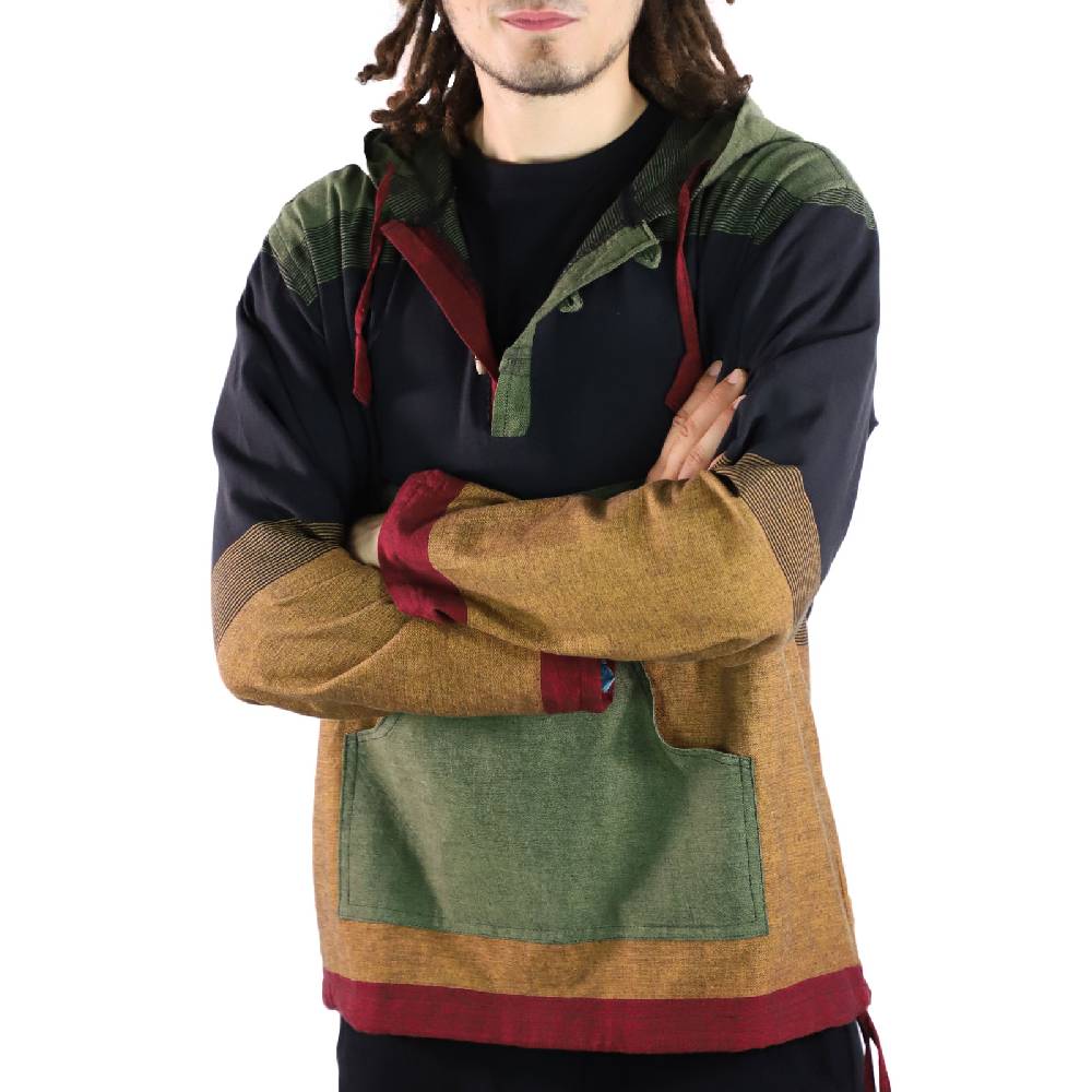 Kunst Und Magie KUNST UND MAGIE Herren bunt alternativ Hoodie Fischerhemd Kapuze Kängurutasche Bis zu 50% Rabatt