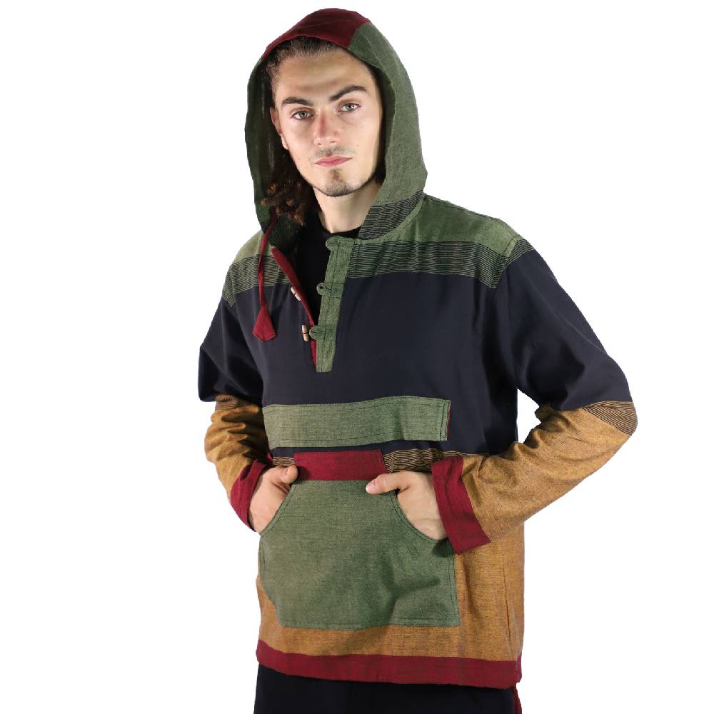 Kunst Und Magie KUNST UND MAGIE Herren bunt alternativ Hoodie Fischerhemd Kapuze Kängurutasche Bis zu 50% Rabatt