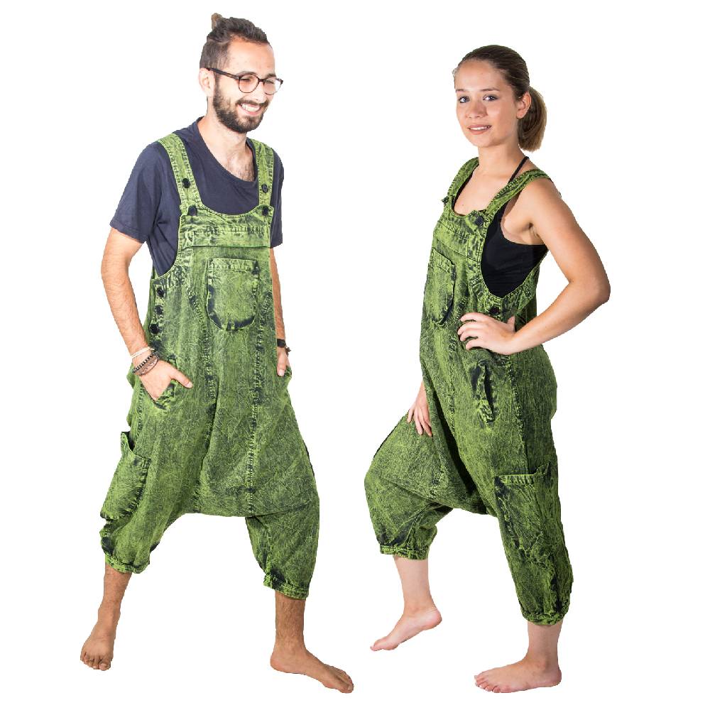 Kunst Und Magie Kunst und Magie Unisex Vintage Latzhose Ibiza stonewashed Haremshose Overall Vierteljährliche Förderung