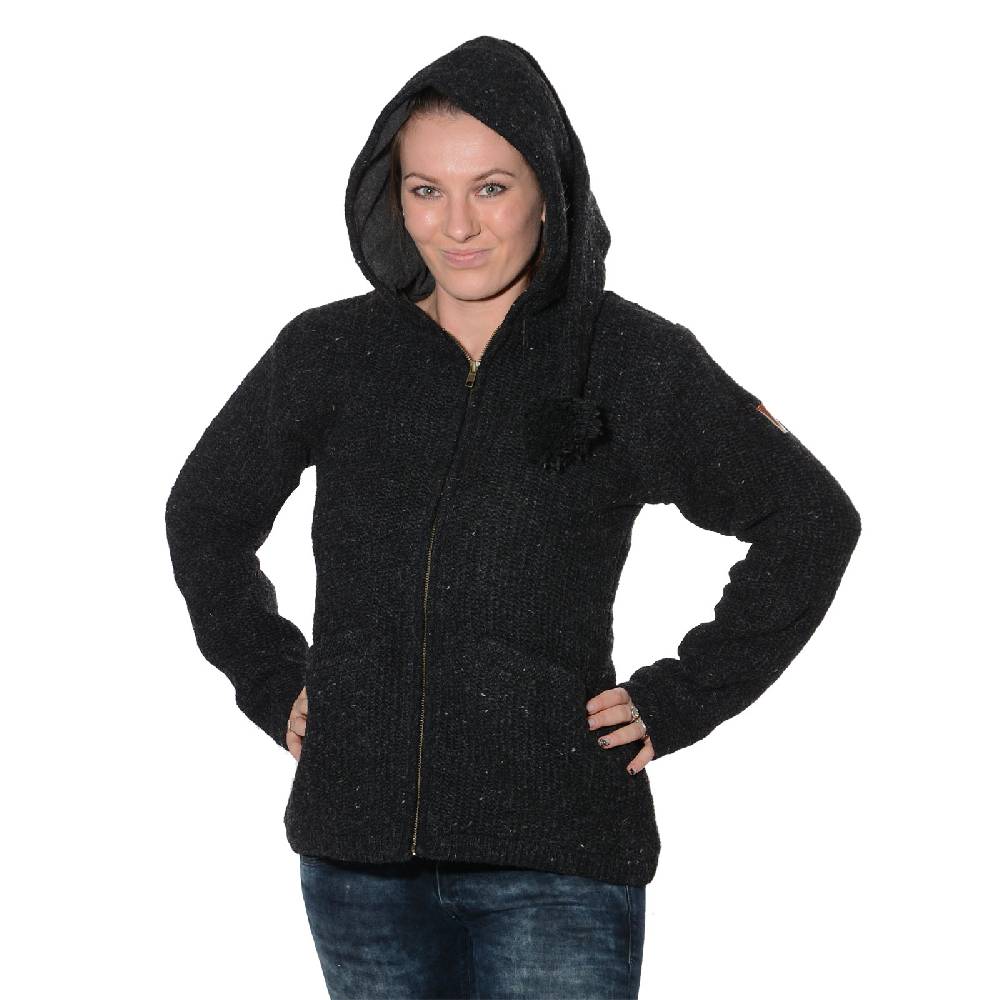 Kunst Und Magie Kunst und Magie Klassische Damen Strickjacke Wolle Jacke mit Fleecefutter und Zipfelkapuze Begrenzt auf 3 Tage