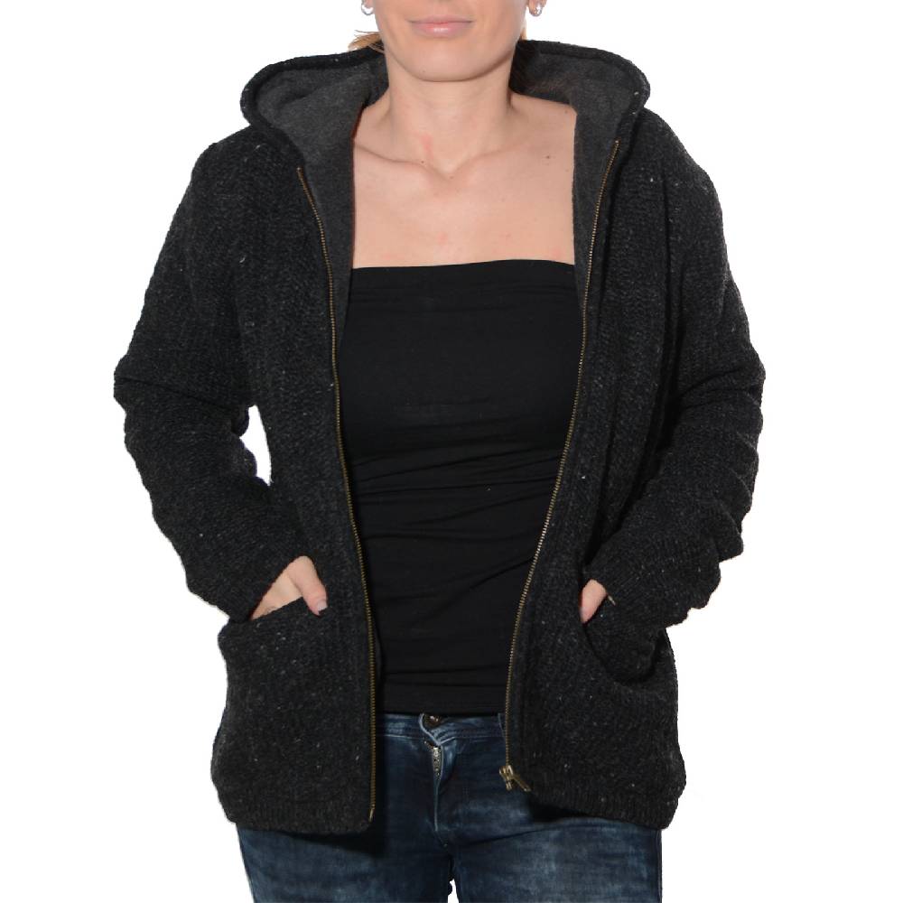Kunst Und Magie Kunst und Magie Klassische Damen Strickjacke Wolle Jacke mit Fleecefutter und Zipfelkapuze Begrenzt auf 3 Tage