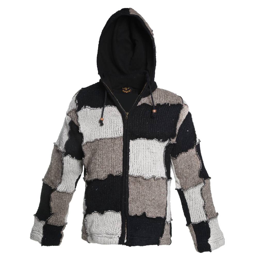 Kunst Und Magie Kunst und Magie Patchwork Strickjacke mit Zipfelkapuze Nachhaltig No Waist zollfrei