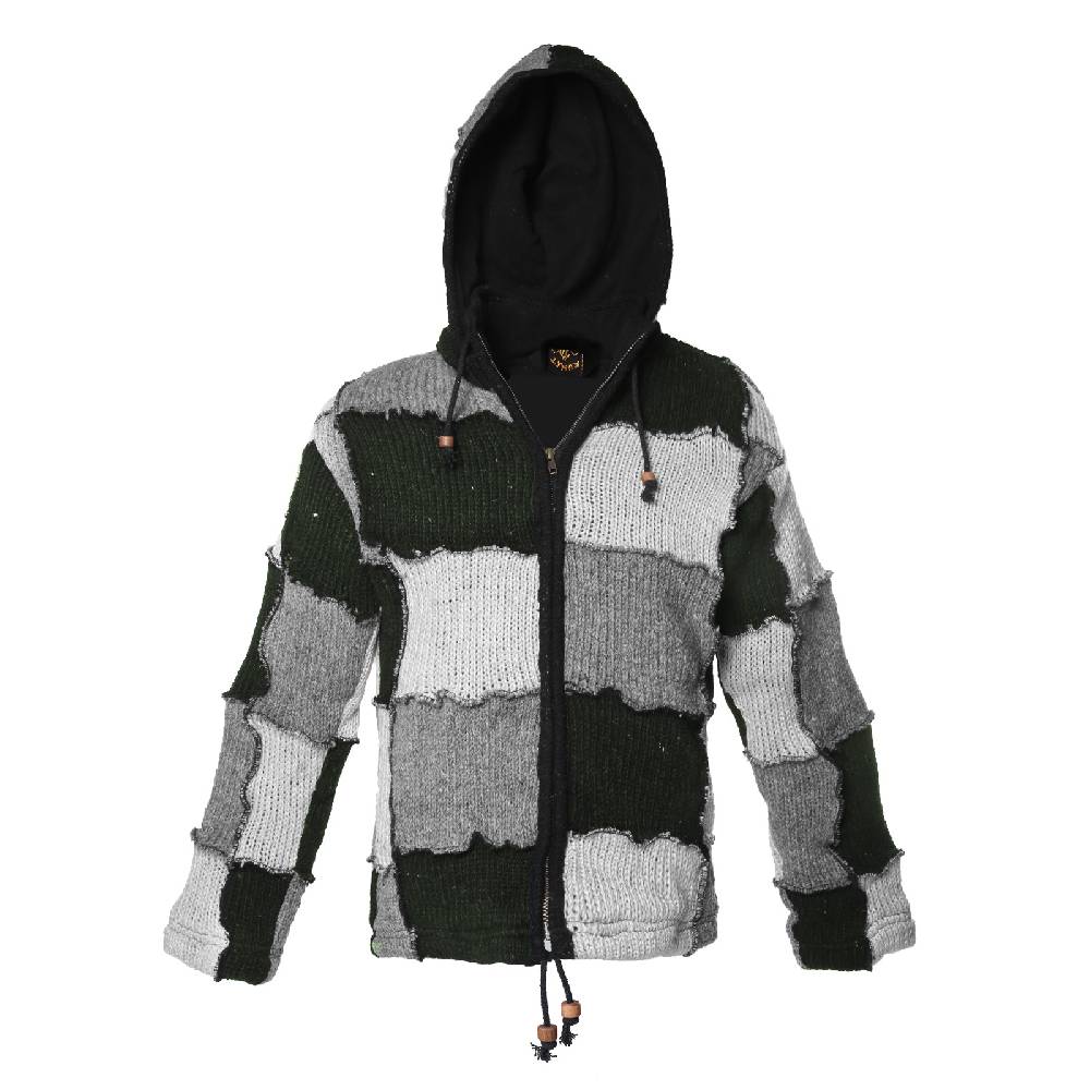 Kunst Und Magie Kunst und Magie Patchwork Strickjacke mit Zipfelkapuze Nachhaltig No Waist zollfrei