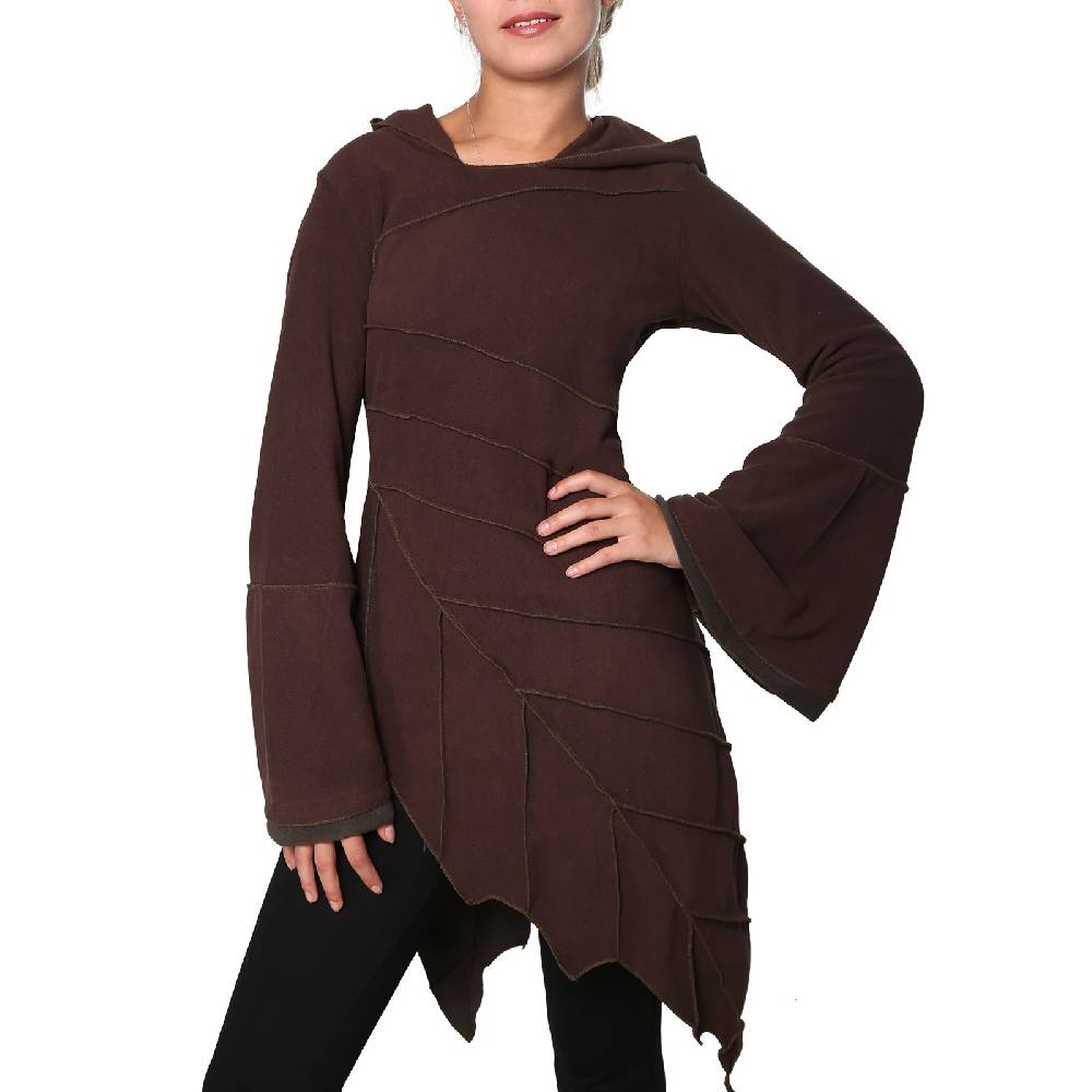 Kunst Und Magie Kunst und Magie Fleecekleid in Blattform aus Fleece mit Zipfelkapuze Fairy Goa Rabatte dieses Monats
